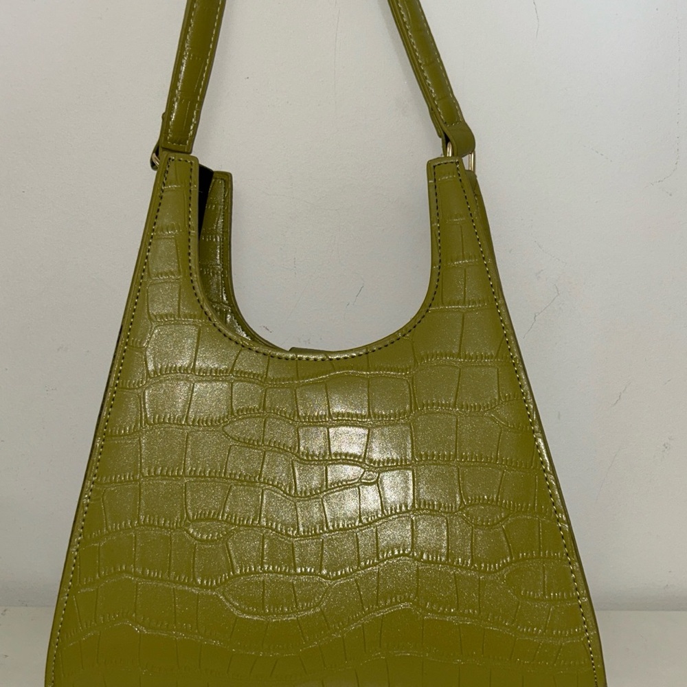 Olive Green Croc-Embossed Women's Bag